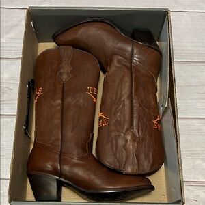 Vaccari Brown Leather Cowboy Boots University of Texas Longhorns Women’s 10.5